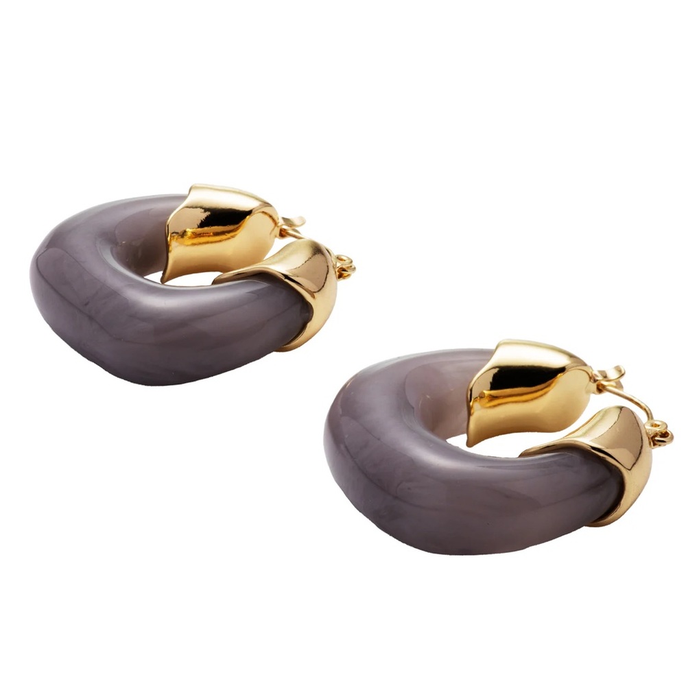 New in box MAYAMAR resign Elegant Gold and Gray Hoop Earrings - Picture 2 of 4